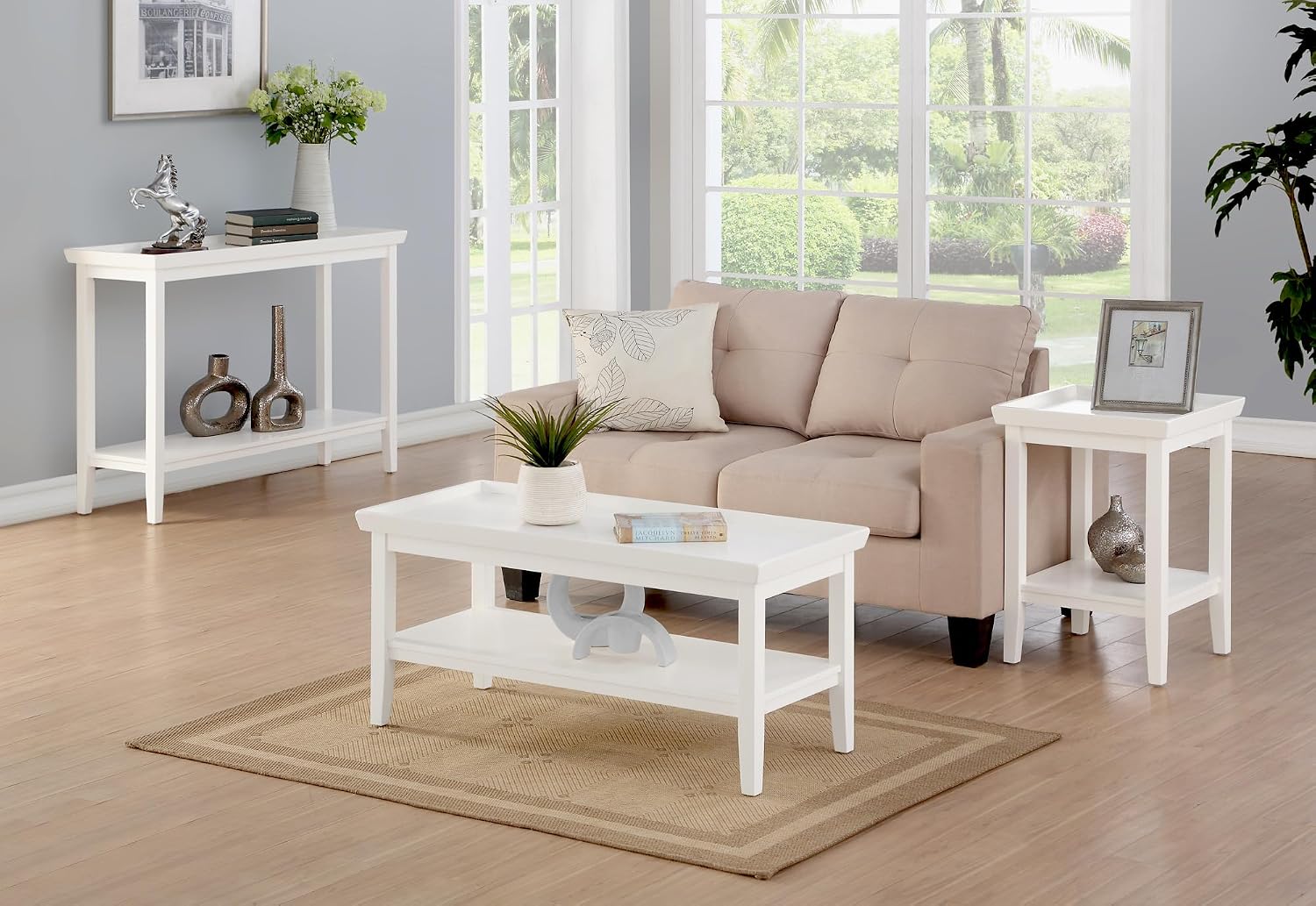Convenience Concepts Ledgewood Console Table 48' - Modern Narrow Sofa Display Accent with Storage Shelf for Transitional, Traditional Living Room, Entryway, Hallway, or Bedroom, White