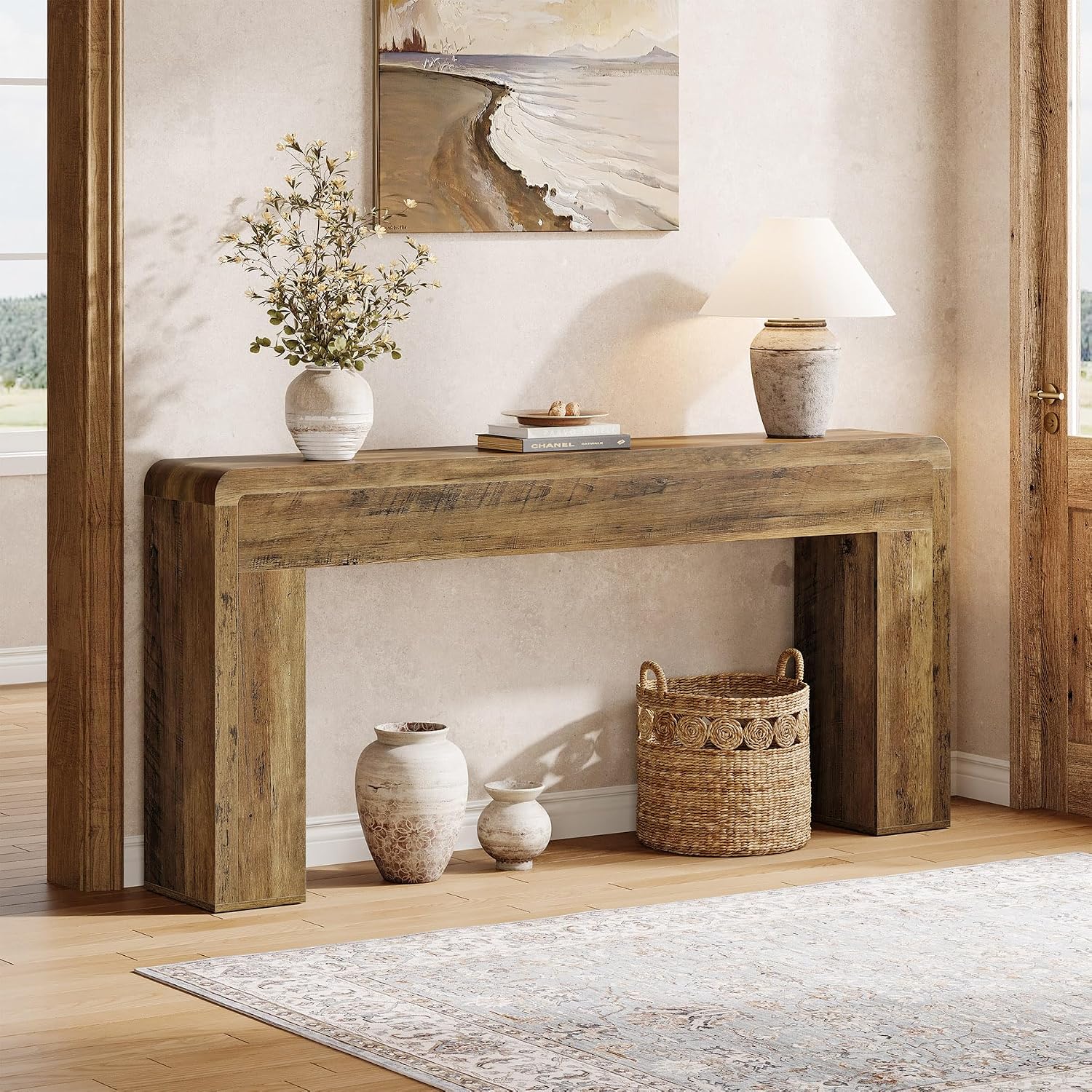 Tribesigns 70.9-Inch Extra Long Console Table, Rustic Wooden Sofa Table Behind Couch, Farmhouse Entryway Console for Living Room, Entryway, Hallway, Foyer (Brown)