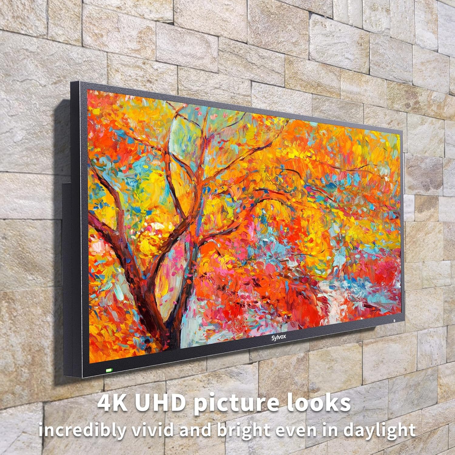 SYLVOX 43 inch Outdoor TV, Smart TV Compatible with Google Waterproof 4K LED Outdoor Television with Dual Speakers, Support Bluetooth & Wi-Fi, Deck Pro 2.0 Series Suitable for Partial Sun Areas