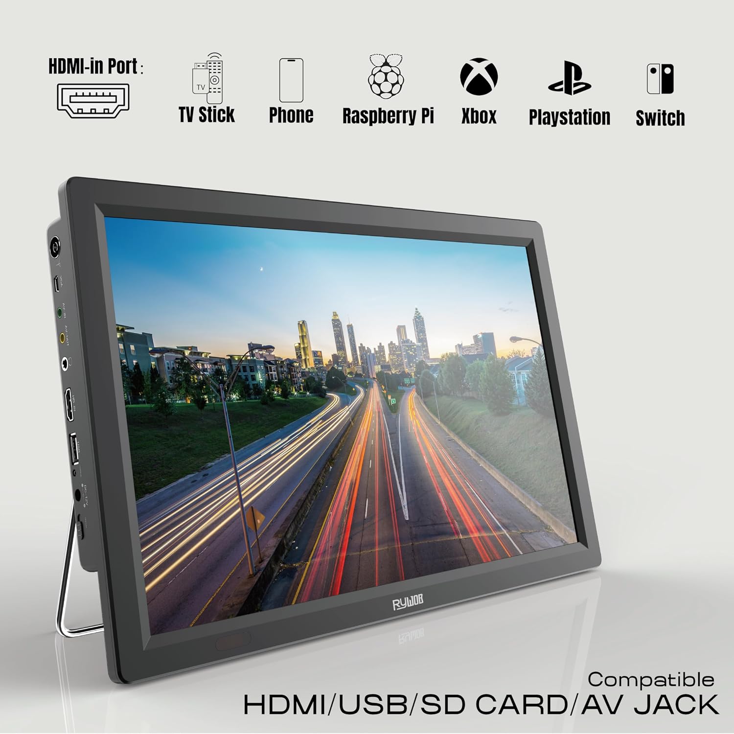 14inch Portable TV with Digital Tuner,Battery Operated TV with ATSC/HDMI/USB/SD Card Input,Built-in 12v Car Charger for Camping,Travel,Emergency