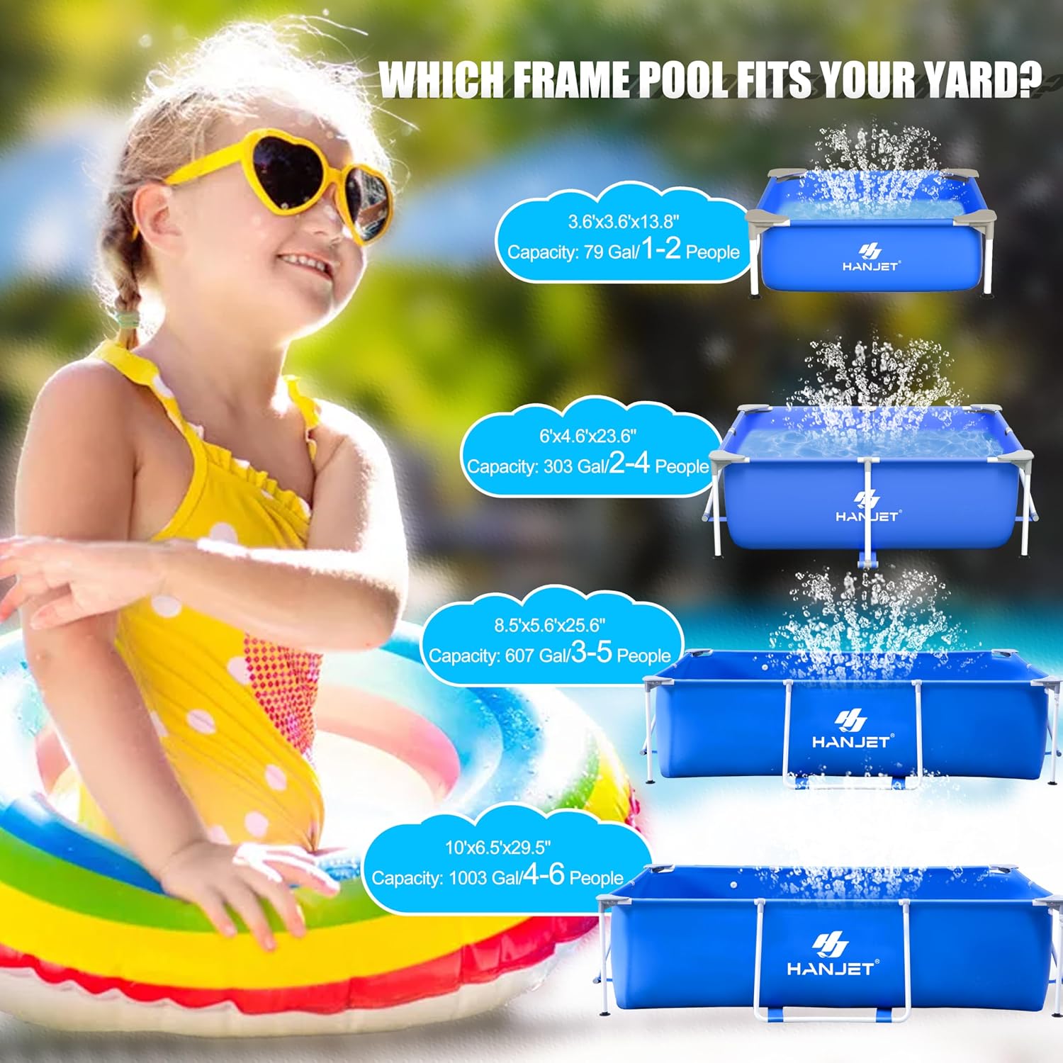 Swimming Pools Above Ground for Adults Kids, 8.5ft x 5.6ft x 25.5in Extra Large Blow Up Pool with Pump, Full Size Family Swimming Pools for Dog Backyard Garden Home Lawn Indoor Outdoor