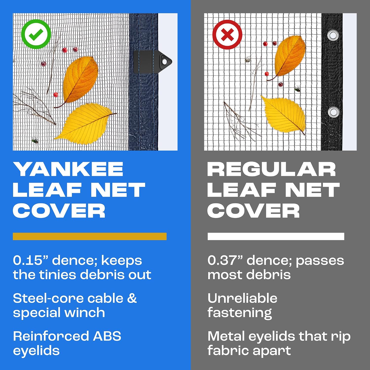 Yankee Pool Leaf Net Cover for Oval Pool 21x41 Ft.- Heavy-Duty 0.15' Above-Ground Leaf Net | Swimming Pool Net to Protect from Leaves, Debris, and Clogging