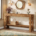 Tribesigns 63 Inch Entryway Table, Modern Rustic Entry Table with Scalloped Edge & Storage Shelf, Accent Narrow Long Sofa Table Behind Couch Console Tables for Entryway, Living Room, Light Brown