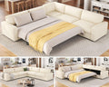 AMERLIFE 106' Oversized Sofa Bed, Sectional Sleeper Sofa with Pull Out Bed, 3 in 1 Convertible Sofa Bed, L Shaped Couch with Storage, High Resilience Mattress, Chenille Beige