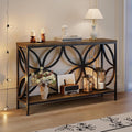 GiftGo Narrow Sofa Table 47.2 Inch, Industrial Sofa Table Behind Couch, Vintage Entry Console Table with Storage for Entryway, Living Room, Foyer, Elegant Design (Rustic Brown, 47.2)