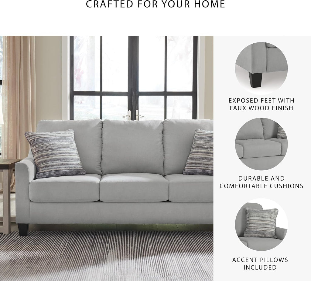 Signature Design by Ashley Adlai Casual Sofa with 2 Toss Pillows, Light Gray