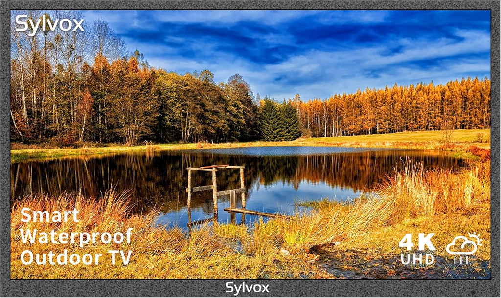 SYLVOX 43 inch Outdoor TV, Smart TV Compatible with Google Waterproof 4K LED Outdoor Television with Dual Speakers, Support Bluetooth & Wi-Fi, Deck Pro 2.0 Series Suitable for Partial Sun Areas