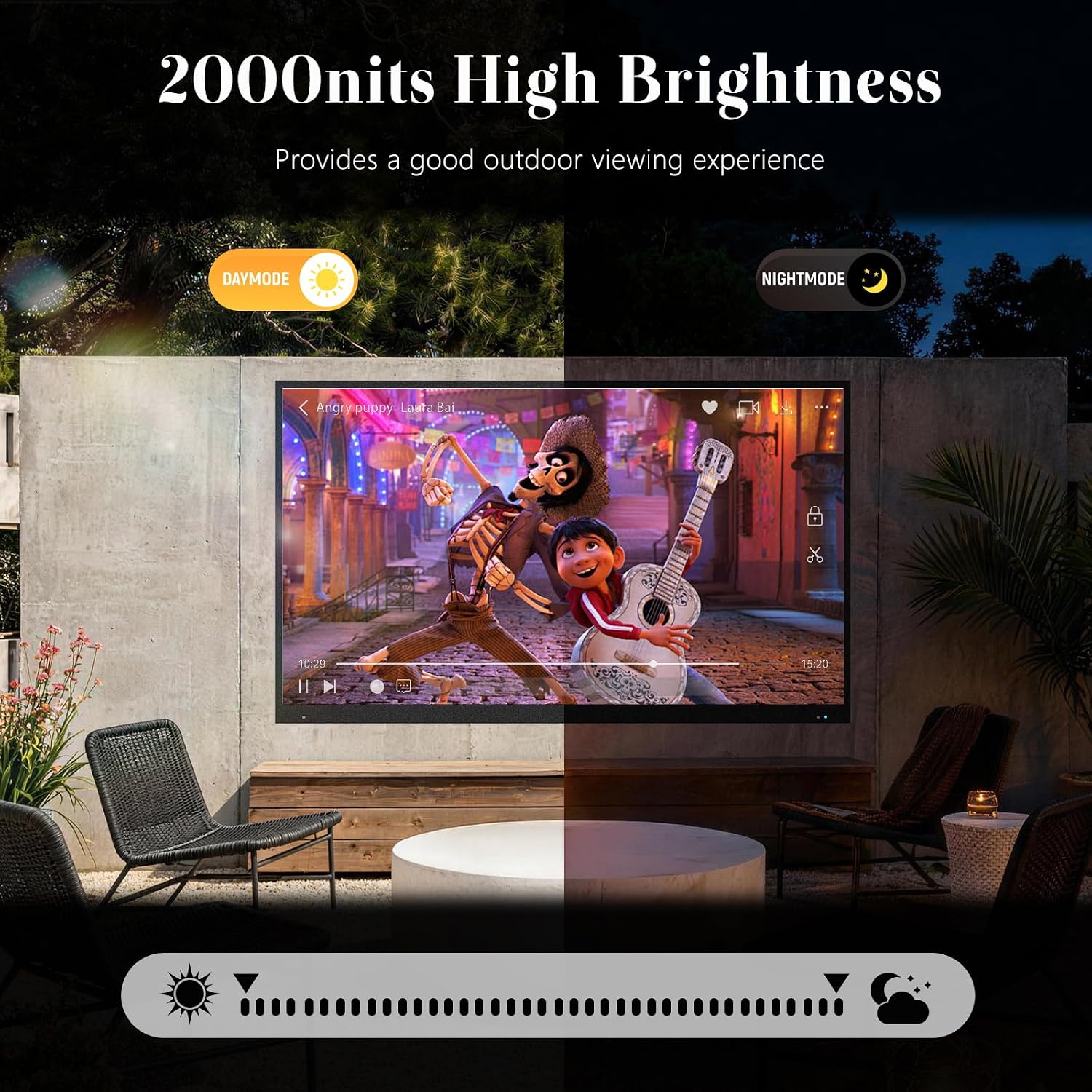 65 Inch Outdoor TV, 2000Nit 4K UHD, IP55 Waterproof & Dustproof Smart TV, Dolby Atmos Audio, WebOS 22 System with Voice Control, for Backyard, Poolside, Restaurant & Commercial Display
