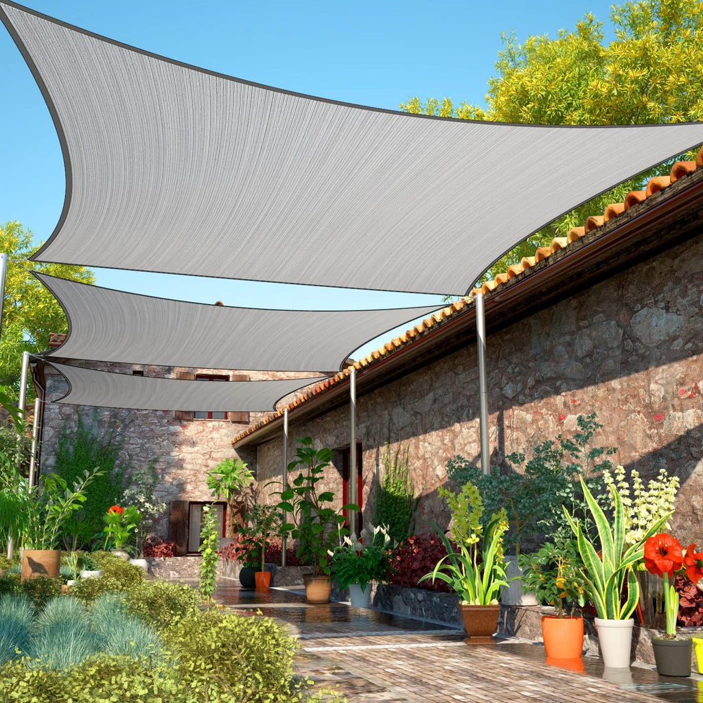 ShadeMart 8' x 20' Grey Sun Shade Sail UPF50 Rectangle SMTAPS16 Canopy Fabric Cloth Screen, Water and Air Permeable & UV Resistant, Heavy Duty, Carport Patio Outdoor - We Customize Size