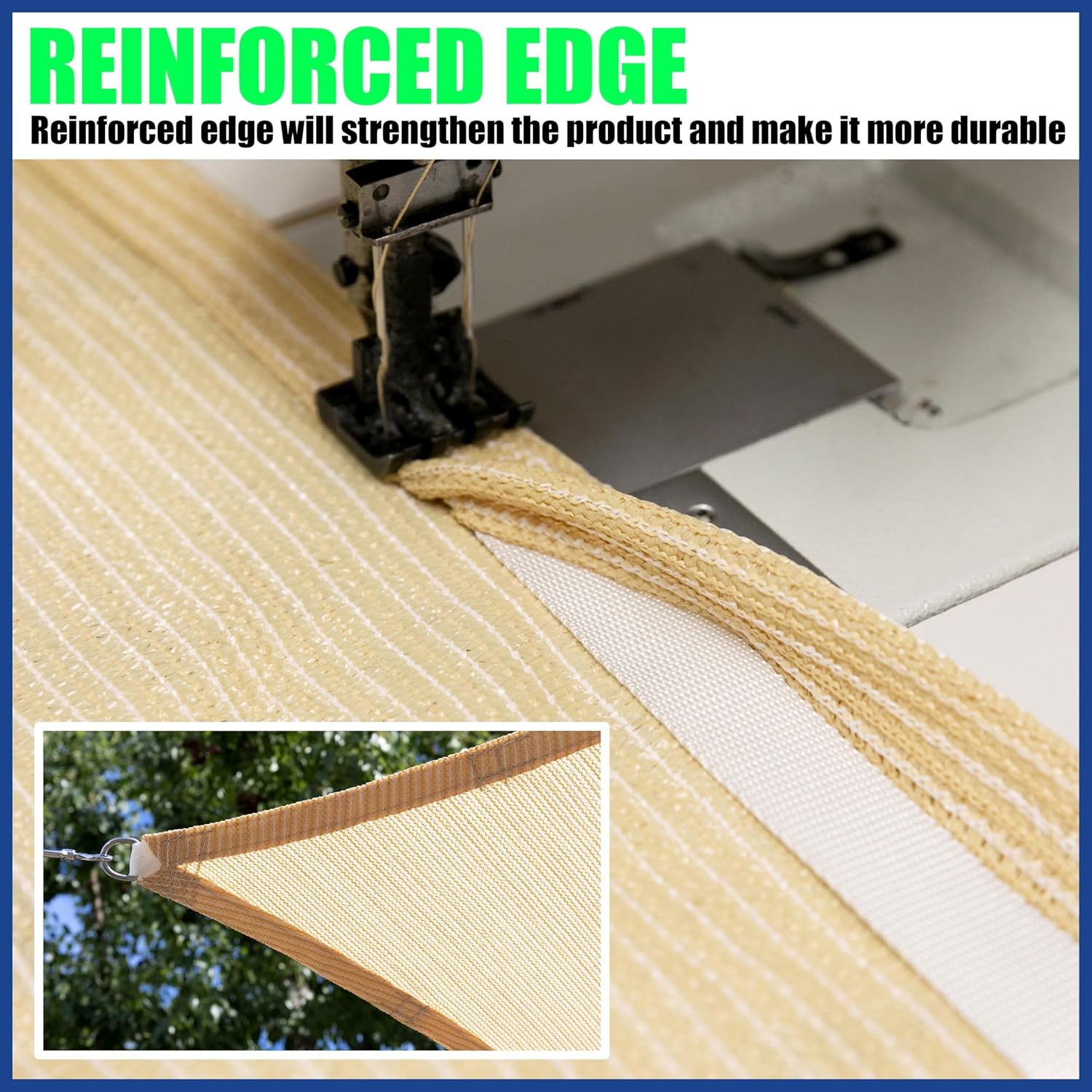 ShadeMart 14' x 16' Sand Beige Sun Shade Sail UPF50 Rectangle SMTAPS12 Canopy Fabric Cloth Screen, Water and Air Permeable & UV Resistant, Heavy Duty, Carport Patio Outdoor - We Customize Size