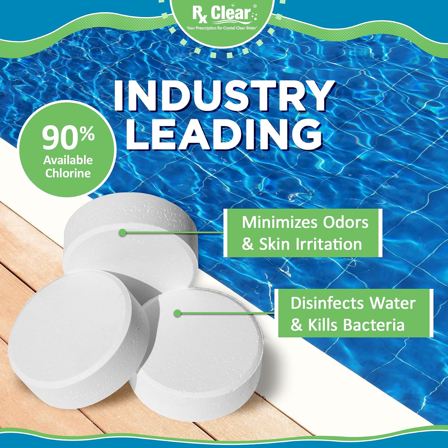 Rx Clear Pool Opening Chemical Maintenance Kit Plus for Above Ground or Inground Pools | for Pools Up to 15,000 Gallons | Includes Chlorine Tabs, Super Shock, 50% Algaecide, Clarifier and Test Strips
