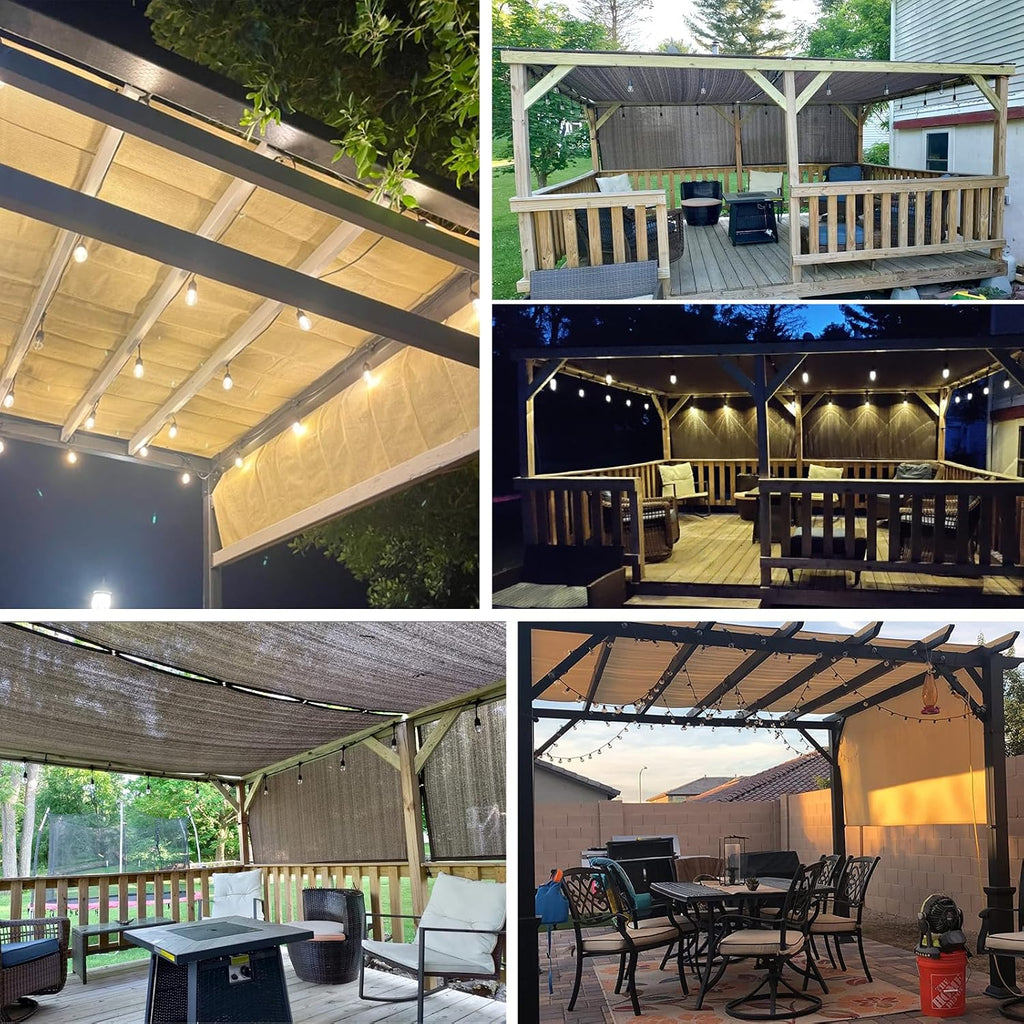 Patio 14' x 20' Waterproof Pergola Canopy Replacement Shade Cover Sun Sail for Deck Porch Backyard Shade Cloth Tarp with Grommets Rods Privacy Shade Screen, Red