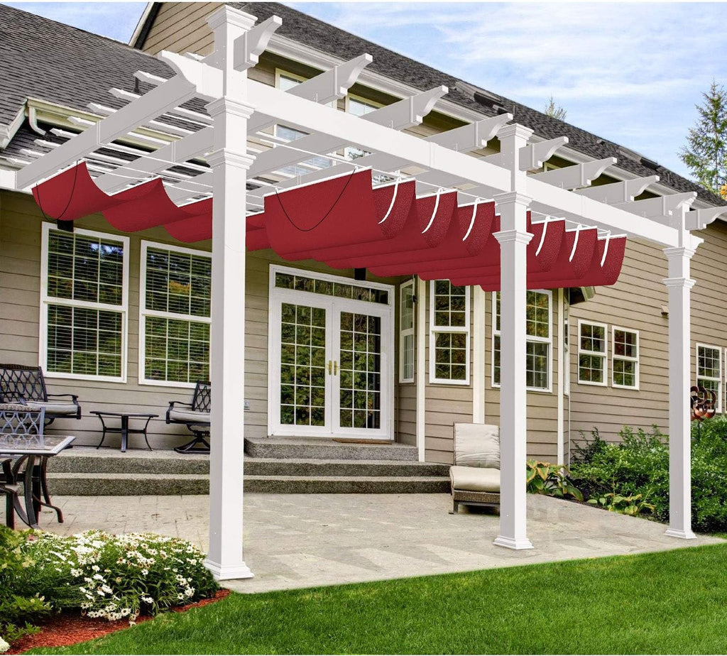 Windscreen4less 3' x 4' Waterproof Retractable Sun Shade Canopy Cover Sliding Wave Shade Sail for Pergola Patio Deck Yard Gazebo Outdoor (Red)