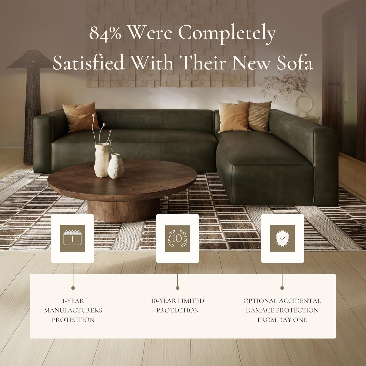 Poly & BARK Piazza Reversible Corner Sectional Sofa in Olivine Green