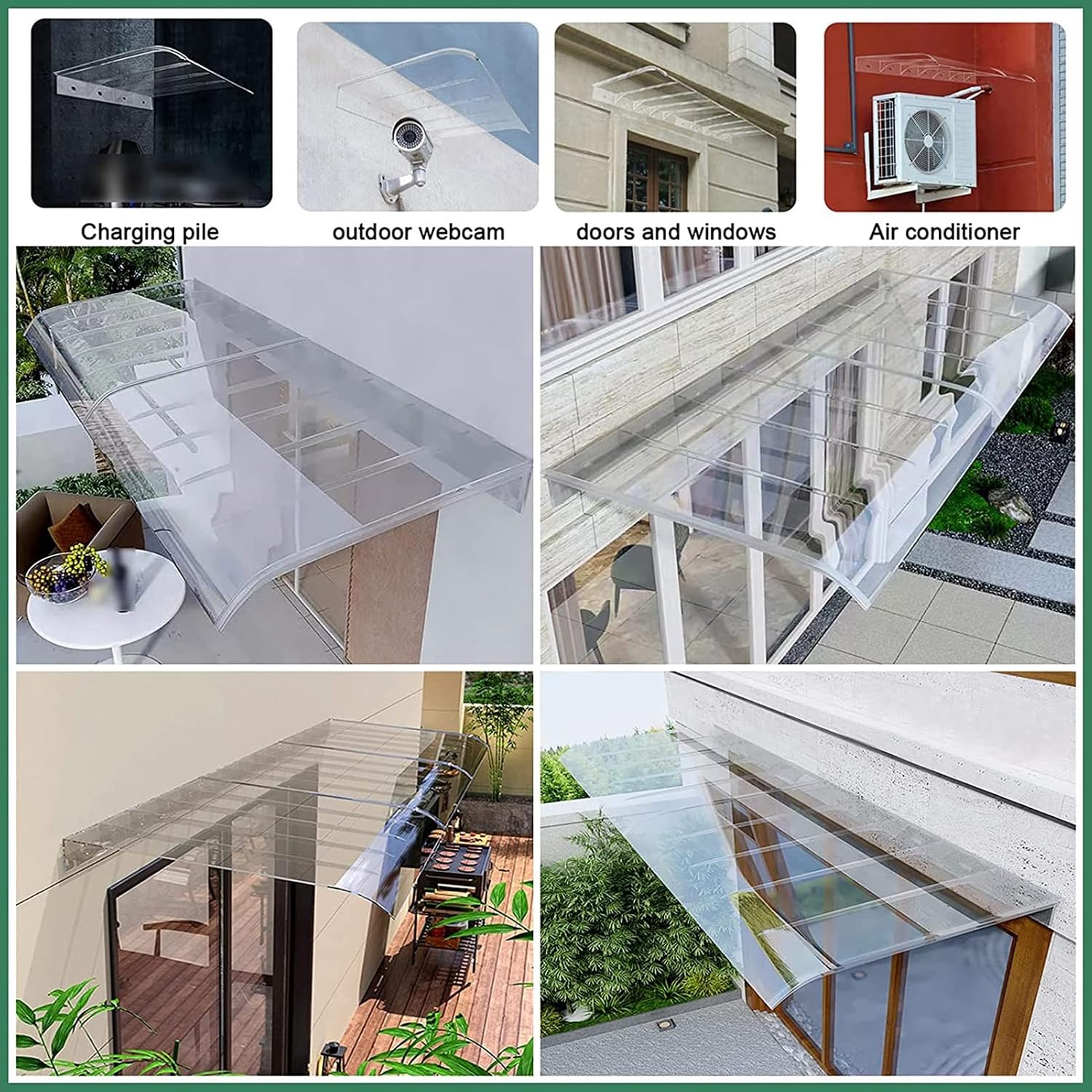 RAINCL Polycarbonate Door/Window Awning- Waterproof Door Canopy- Spliceable Rain, Snow and UV Protection Roofing Canopies，Adding Support No Bracket Hollow Sheet，48 Sizes (Color : Brown, Size : 50x14