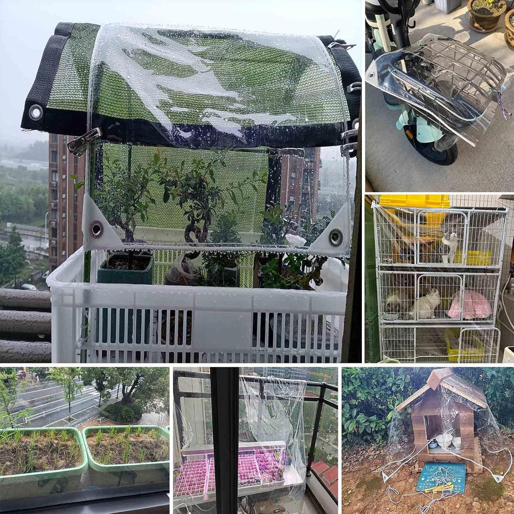 6x8 8x10 10x20' Clear Tarps Waterproof for Outdoor UV Resistant Porch Tarpaulin Cover Garden Heavy Duty Clear Vinyl Tarp 15.4Mil Thick with Grommets and Reinforced Edges(17x22 FT)