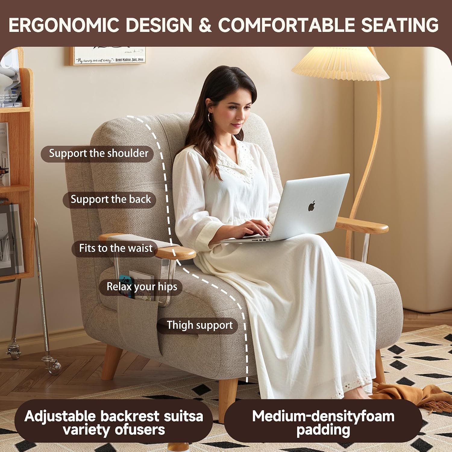 Convertible Lounger Fold-Out Sofa Bed, 3-in-1 Sleeper Sofa，Adjustable Backrest, Modern-Style Sofa for Small Spaces, Bedrooms & Offices(Beige,28.35)