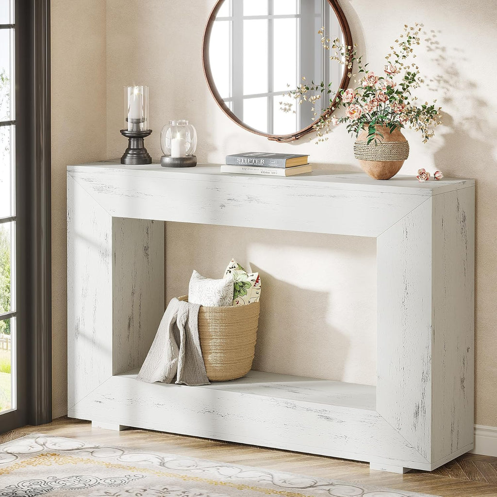 Tribesigns Farmhouse Console Table, 47 Inches Entryway Console Table with Storage, Industrial Hallway Accent Table for Living Room, Entrance