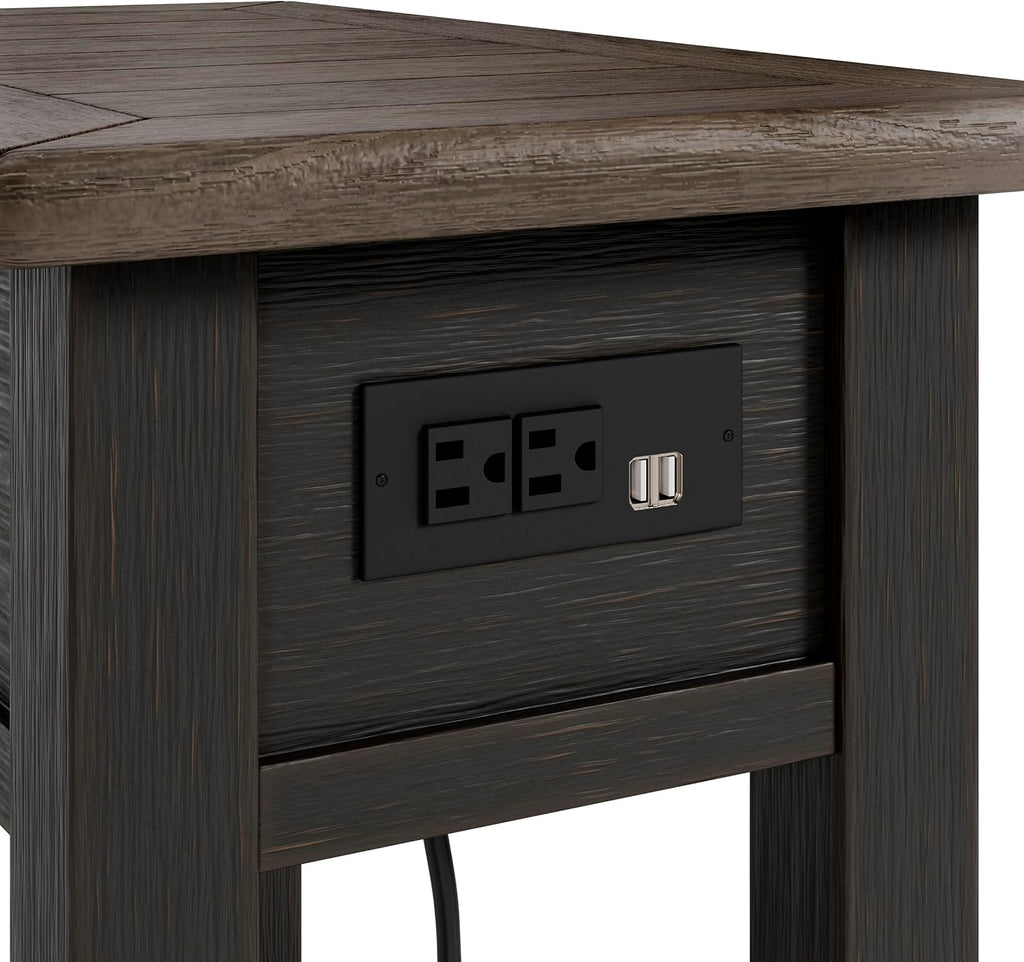 Signature Design by Ashley Tyler Creek Chair Side End Table, Plank-styled Top, Smooth-gliding Drawer, Wood, 14.13' W x 24.13' D x 24.13' H, Light Brown & Whitewash