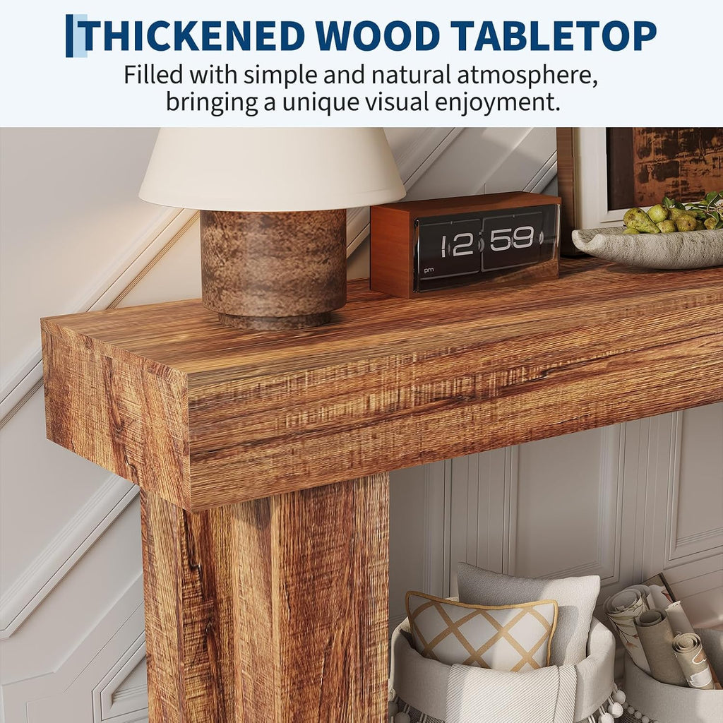 Garvee 63' Long Narrow Rectangular Console Table, Farmhouse Wood Entryway Table for Hallway, Foyer & Living Room, Sofa Table Behind Couch, Industrial Accent Table,Rustic Brown