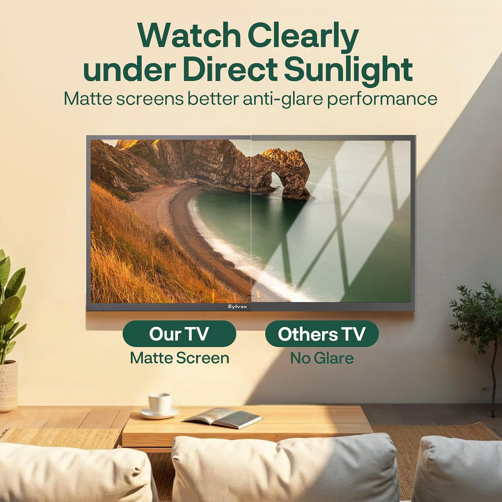 SYLVOX New 65' Outdoor Smart TV, Superior Waterproof Performance, Upgraded Matte Finish for Enhanced Anti-Glare Effect, Full Metal, with Dolby Atmos, 1000nits, Partial Sun Deck Pro 3.0+ Series