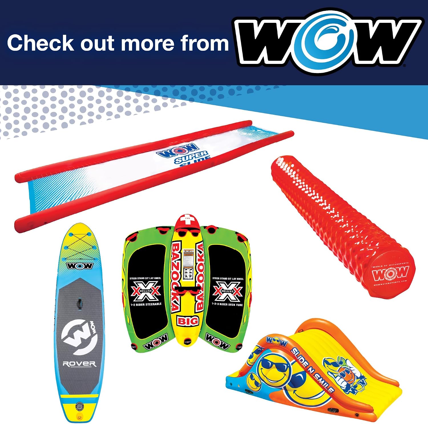 Wow Sports Cascade Inflatable Pool Slide - Blow Up Waterslide - Built-in Water Sprinkler - for Kids & Adults