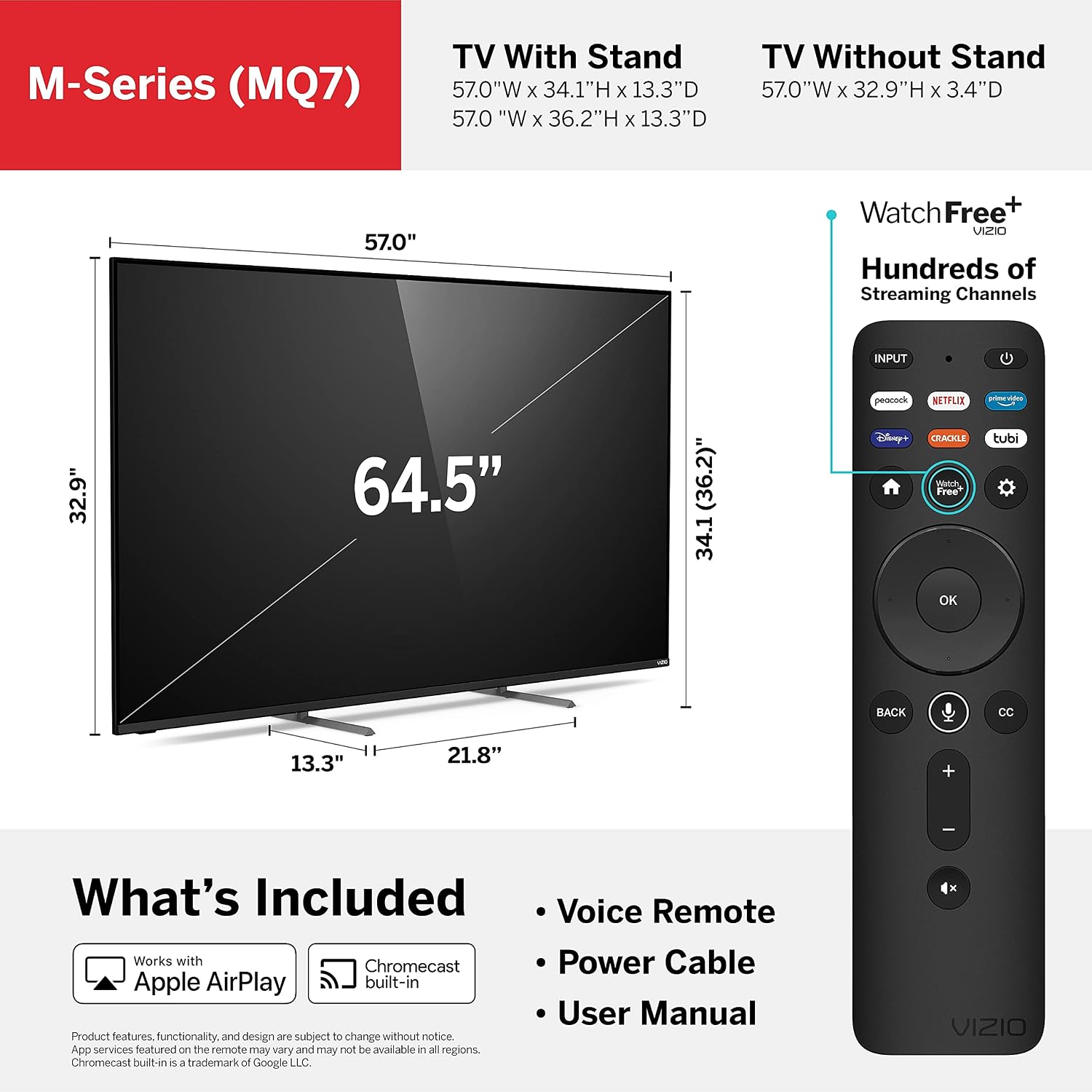 VIZIO 65-Inch M-Series 4K QLED HDR Smart TV w/Voice Remote, Dolby Vision, HDR10+, Alexa Compatibility, M65Q7-J01, 2021 Model