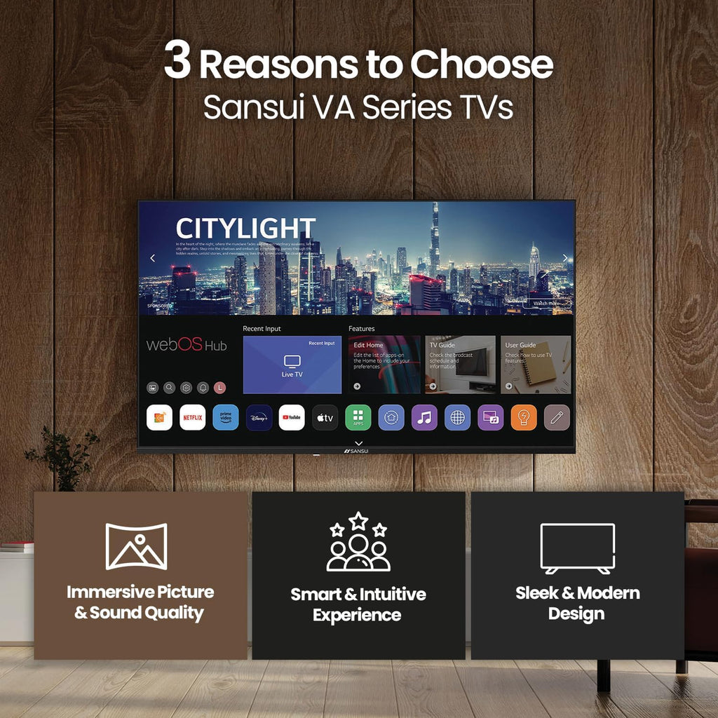 SANSUI 55' OLED 4K Ultra HD Smart TV with 120Hz Refresh Rate, AI-Powered Karaoke, Dolby Vision, Dolby Atmos, Google TV