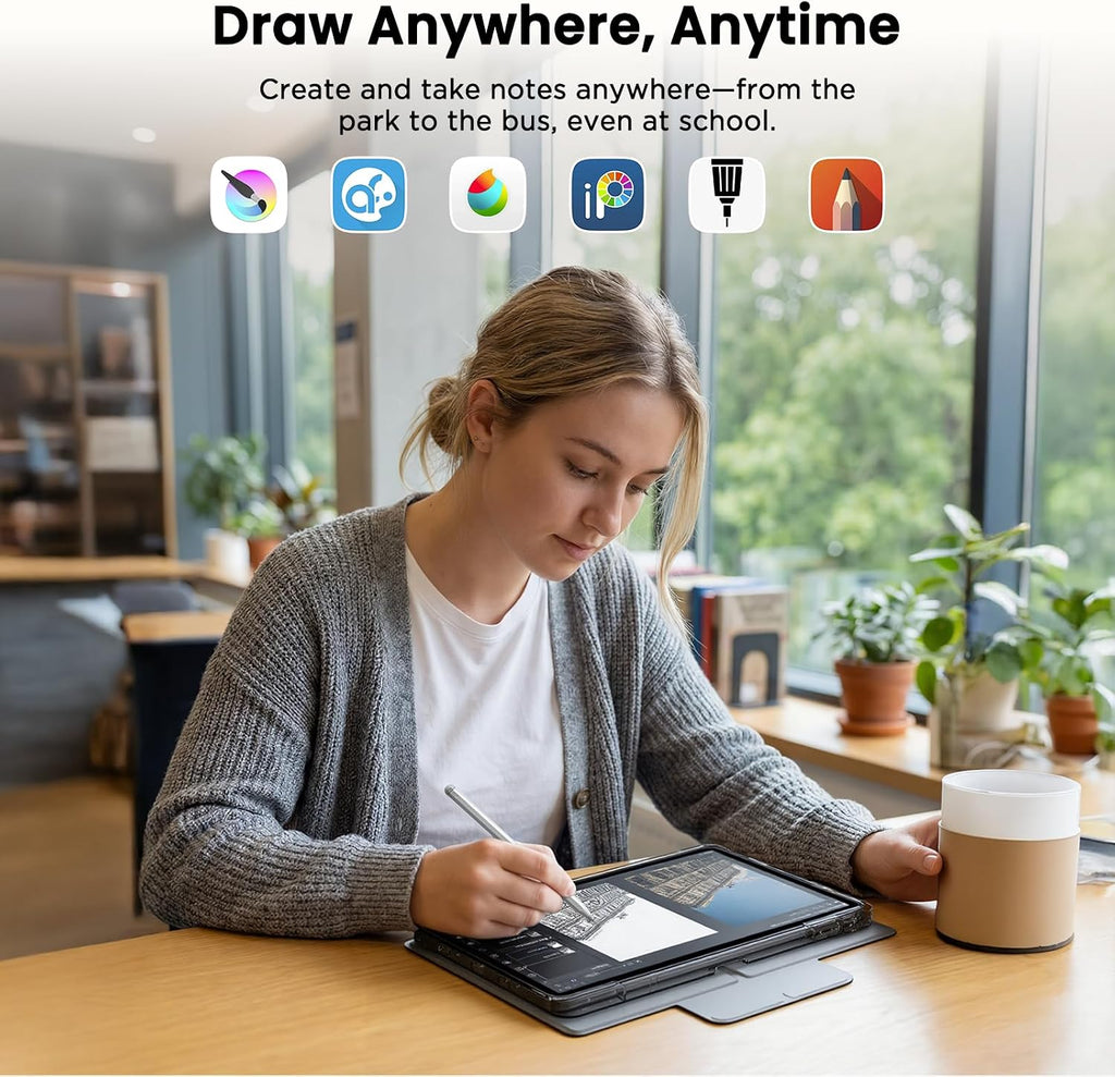Android Tablet, Stylus & Flip Case Included, 12″ 2000×1200 FHD IPS Eye-Protection Display, Drawing & Note-Taking, 16GB RAM 256GB Storage, Octa-Core Processor, 8000mAh Battery – Gift for Students