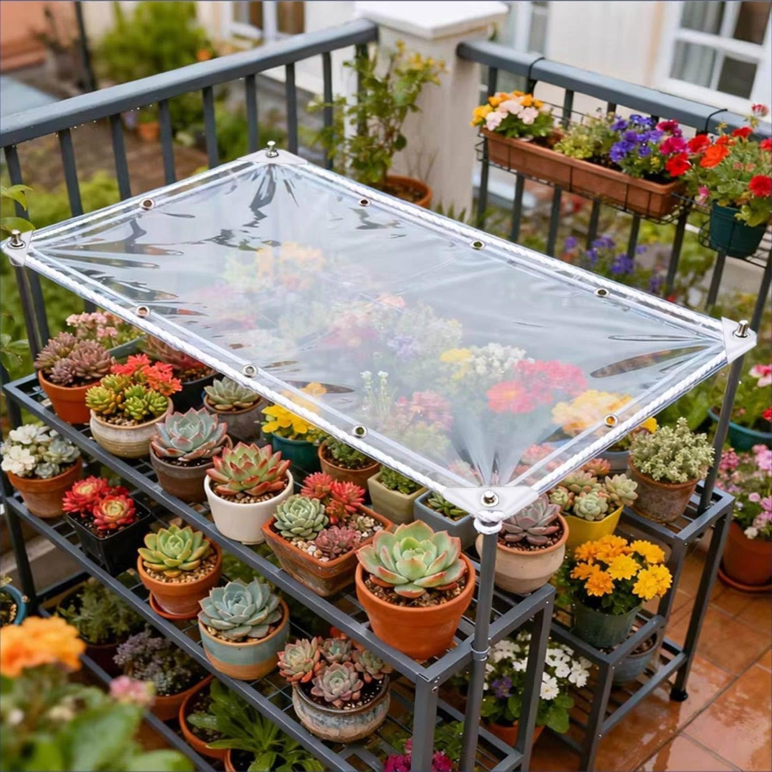 Clear Tarp Waterproof Clear Tarps with Grommets, Heavy Duty Plastic Tarps, 14Mil Thickened Transparent PVC Vinyl Tarpaulin Cover for Patio Pergola Garden Canopy Rainproof(12.5x15ft)