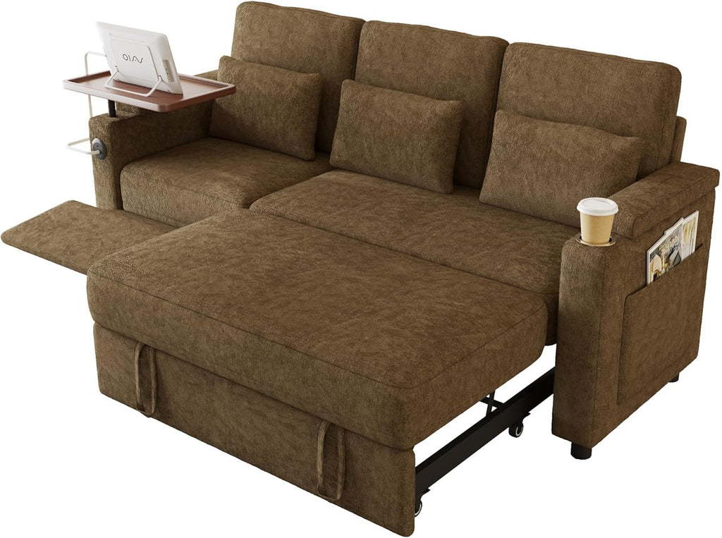 Sleeper Sofas Convertible Couches Reclining Sectional, Oversized Convertible Sofa Bed with Reclining Chair, Modern 3-Seater Sectional Couches for Living Room