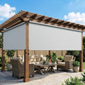 Outdoor Roller Shades for Patio with New Operation Mode (with Pull Rod-No Need Crank), Upgraded Materials Outdoor Shade Roller Up with 95% UV Protection, Outdoor Blinds for Patio Proch