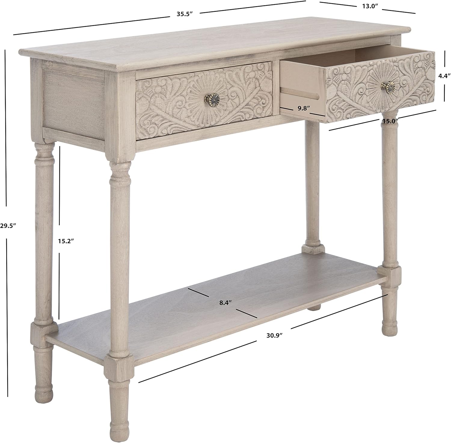 SAFAVIEH Home Collection Josie Greige 2-Drawer Console Table
