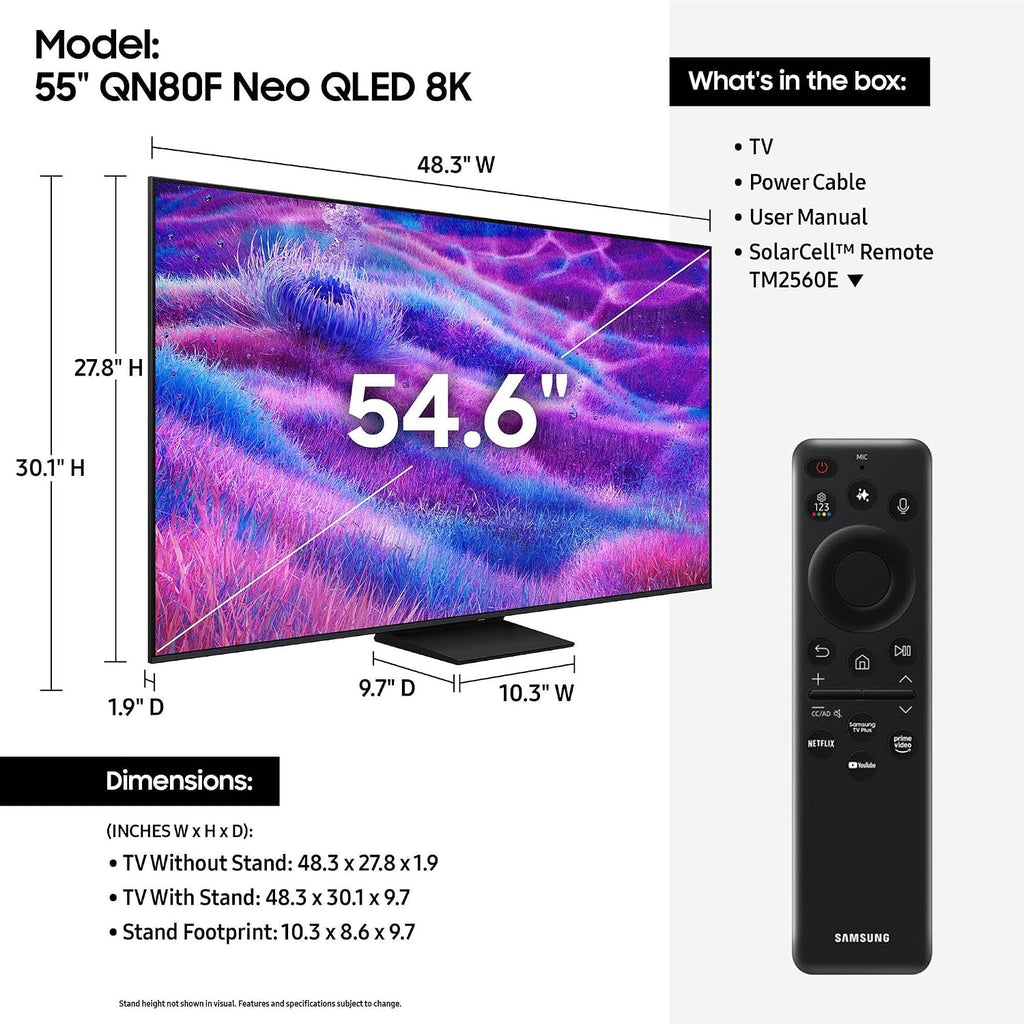 Samsung 55 inch Class QN80F Series Neo QLED 4K Vision AI Mini LED Smart TV (Renewed)