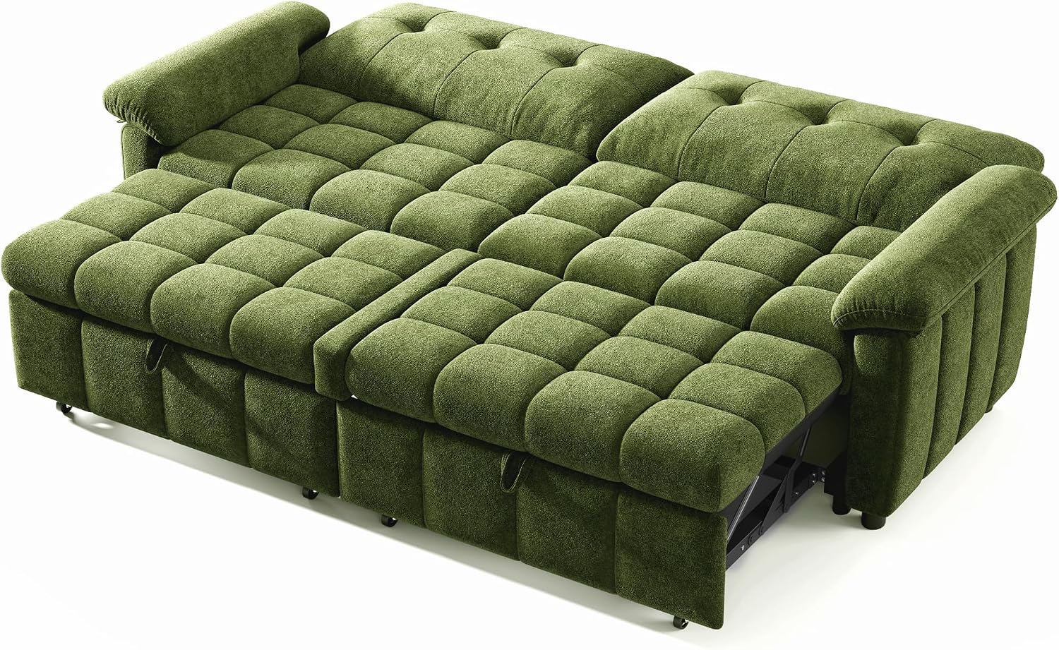 Jocisland 93' 4-in-1 Convertible Sofa Bed, Full Size Cloud Sleeper Sofa, Tufted Chenille, 5-Position Adjustable Backrest, 10-Minute Tool-Free Assembly, Couches for Living Room Guest Room, Green