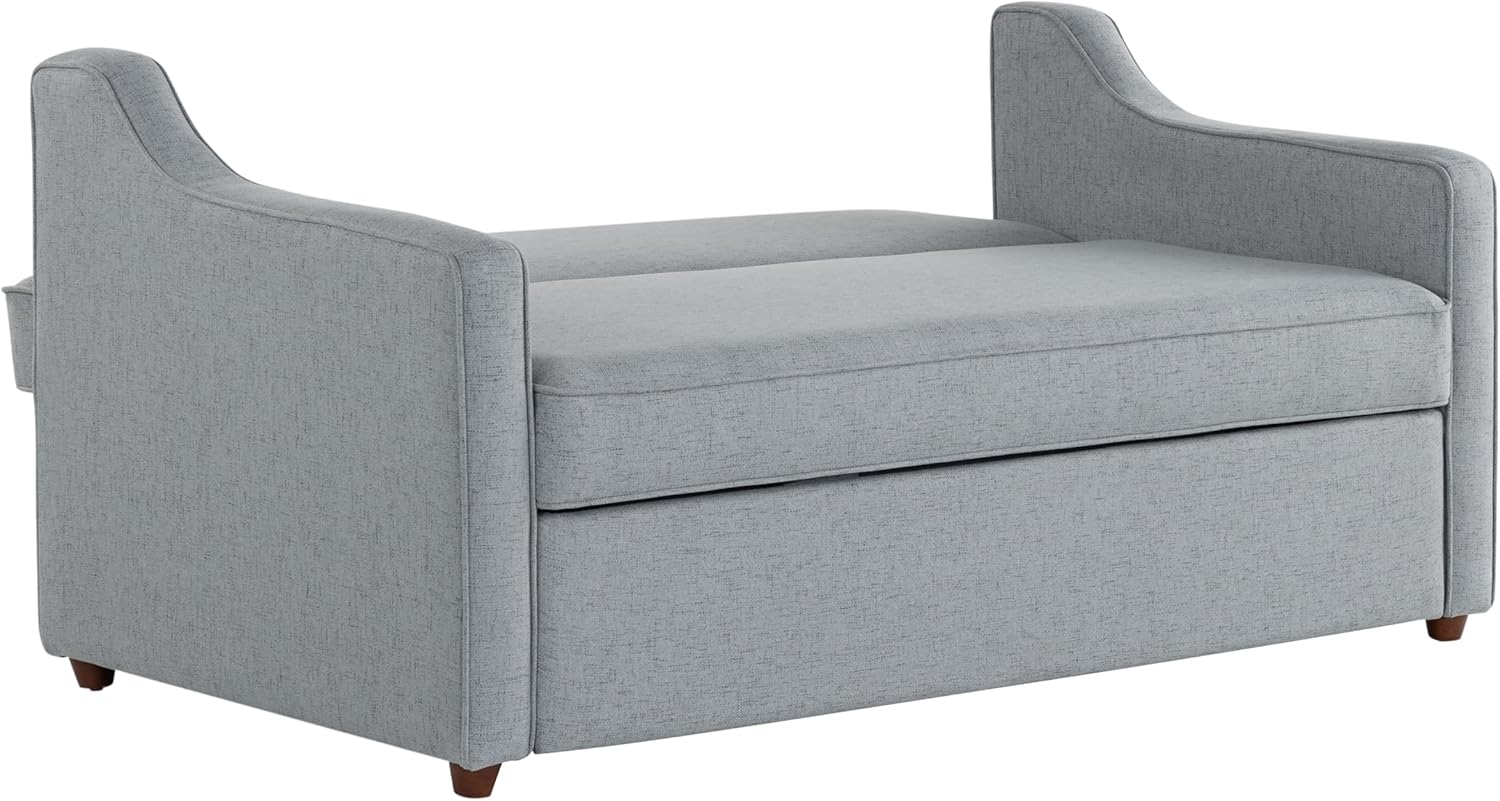 Serta® Corren 68.1' Queen Sized Convertible Sofa, Dream Coil® Comfort, Fingerguard® Pinch Point Protection, Sofa Chenille Fabric, Light Gray