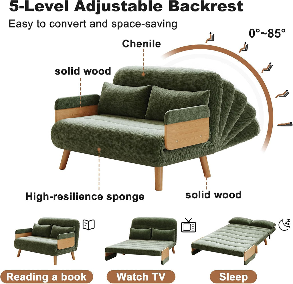 Sleeper Convertible Sofa Bed, 3-in-1 Folding Sofa Bed Chair with Adjustable Backrest, Thick Cushioned Seat, futon Sofa Bed for Small Spaces,Bedrooms & Offices(43.31)