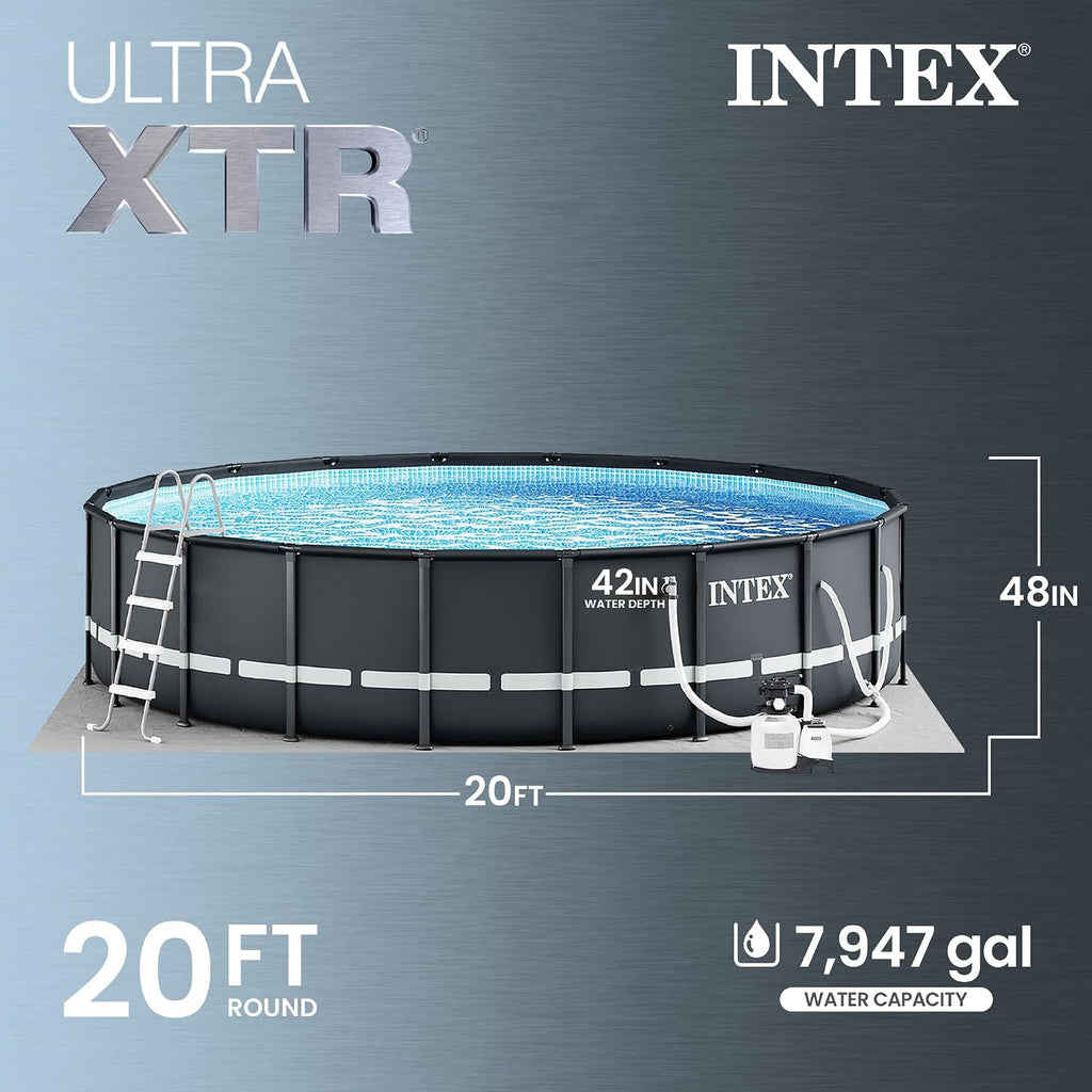 INTEX 26333EH Ultra XTR 20ft x 48in Above Ground Swimming Pool Set with Sand Filter Pump and OptiFlow 50lb Premium Filter Sand
