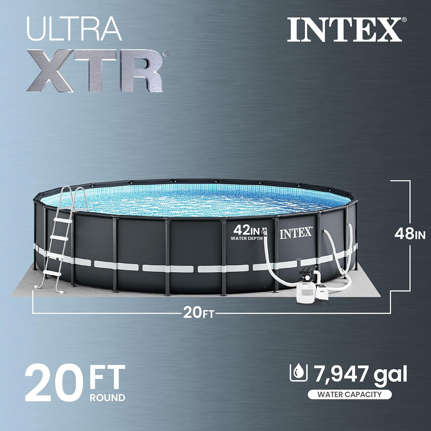 INTEX 26333EH Ultra XTR 20ft x 48in Above Ground Swimming Pool Set with Sand Filter Pump and OptiFlow 50lb Premium Filter Sand
