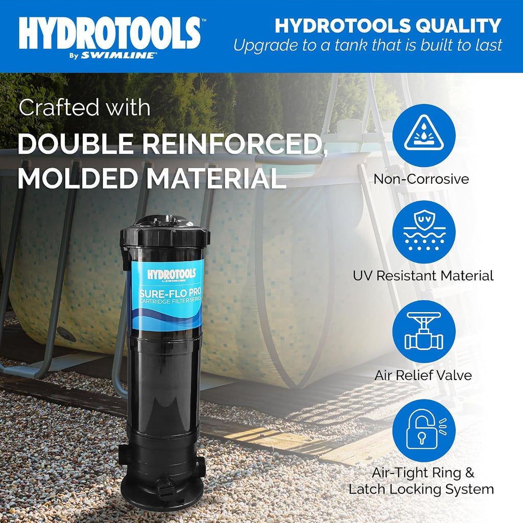 SWIMLINE HYDROTOOLS Above-Ground Pool Cartridge Tank & Replacement Filter Element - 120 Sq. Ft. High-Performance Filtration, Sure-Flo Pro System, Pump or Base Not Included