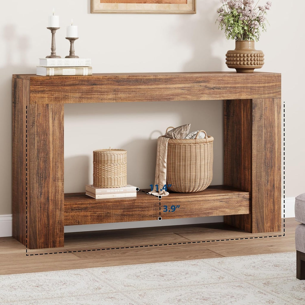 63-Inch Long Console Table, Farmhouse Sofa Table Behind Couch, Wooden Console Tables with Storage, Entryway Entry Tables for Hallway Entrance Living Room