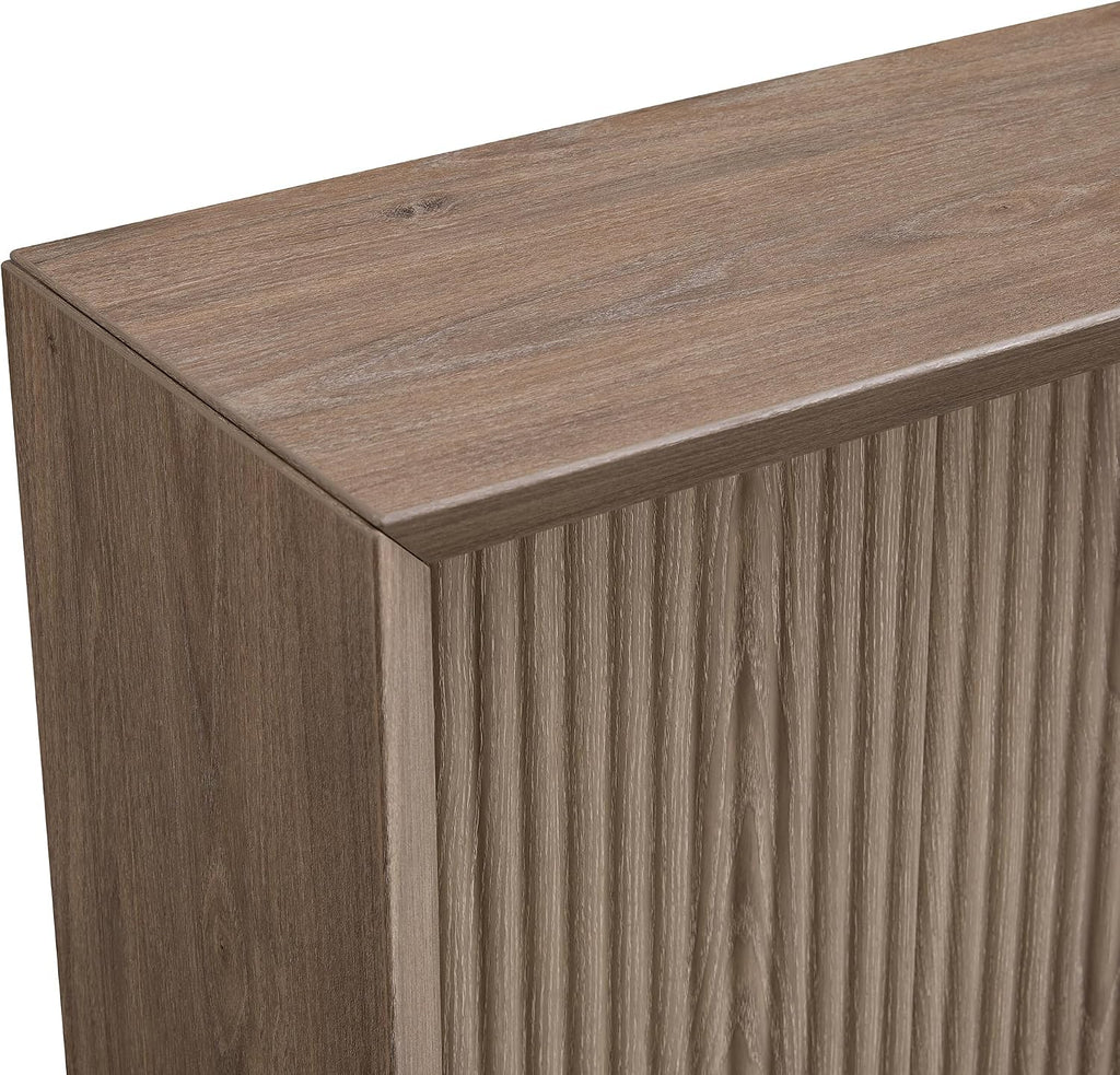 Henn&Hart 56' Fluted Wooden Rectangular Console Table Ribbed Entryway Table, Sofa Table for Entryway, Living Room, Couch, Hallway, or Office, Weathered Gray