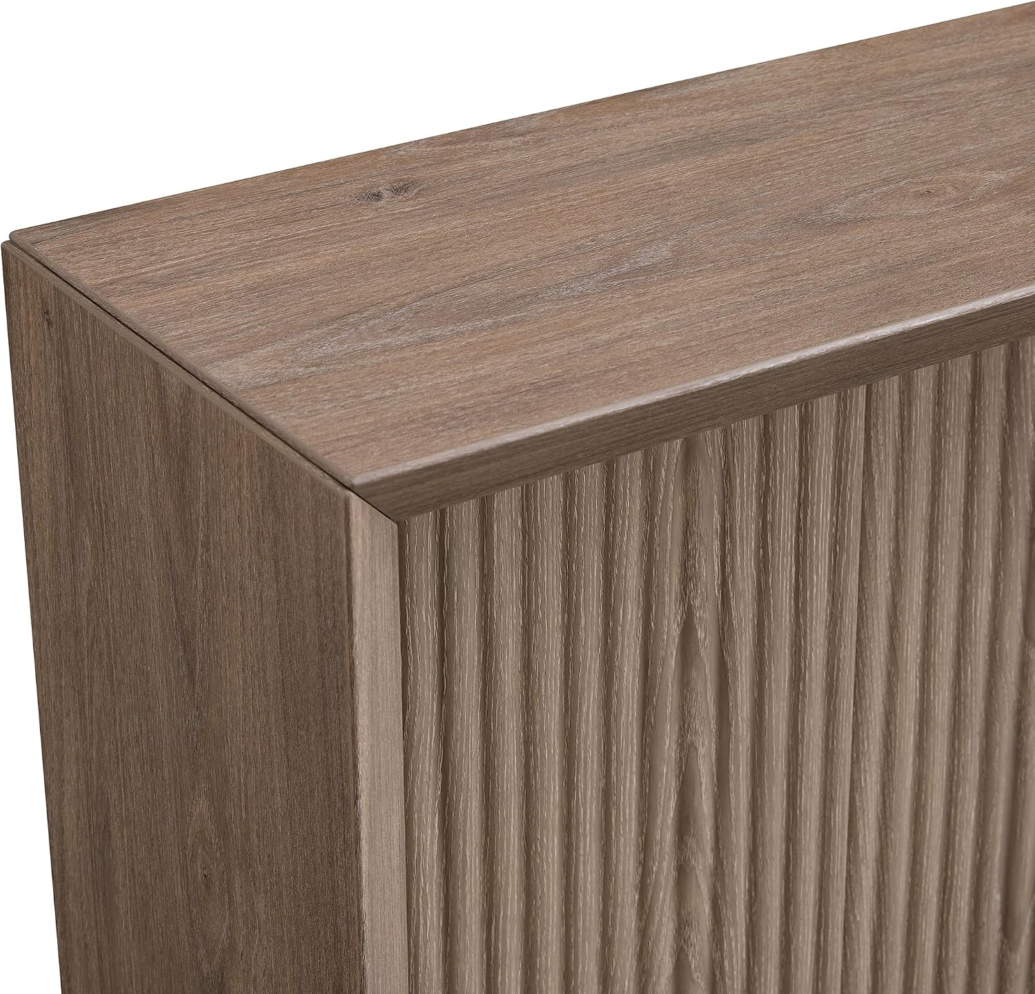 Henn&Hart 56' Fluted Wooden Rectangular Console Table Ribbed Entryway Table, Sofa Table for Entryway, Living Room, Couch, Hallway, or Office, Weathered Gray