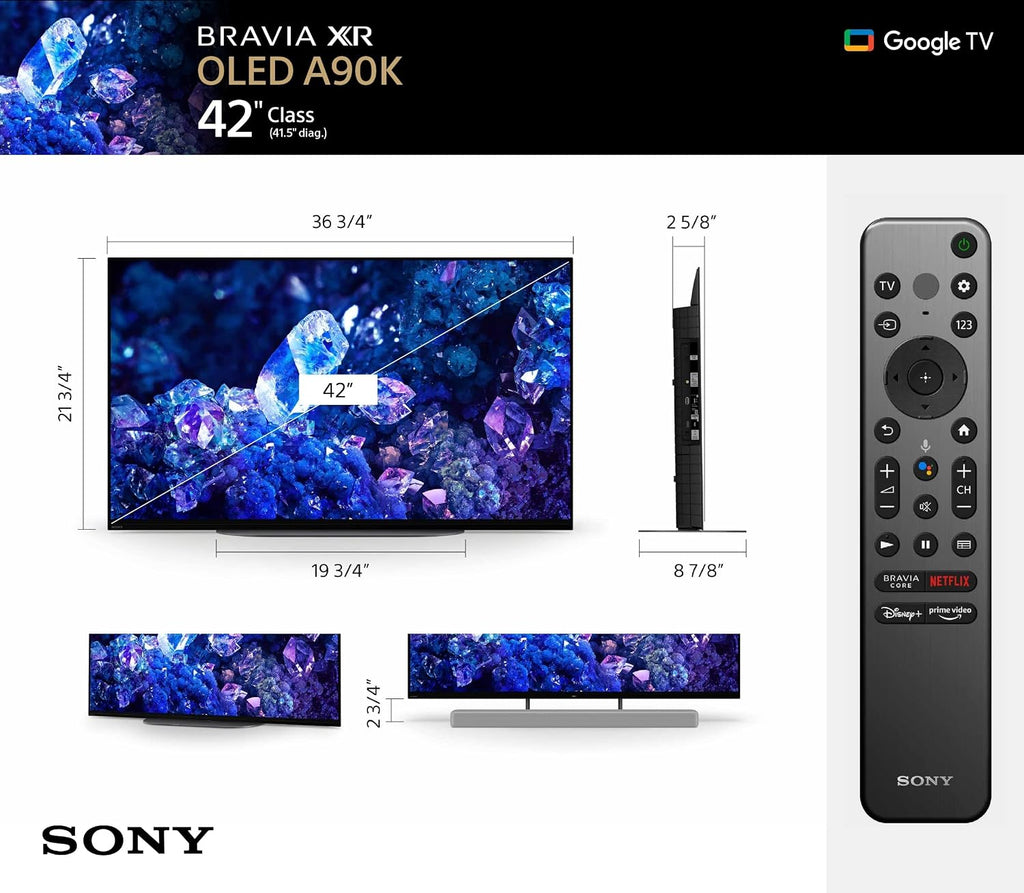 Sony XR42A90K 42 Inch 4K Bravia XR OLED High Definition Resolution Smart TV with 4 Year Amber Protection Plan (2022)