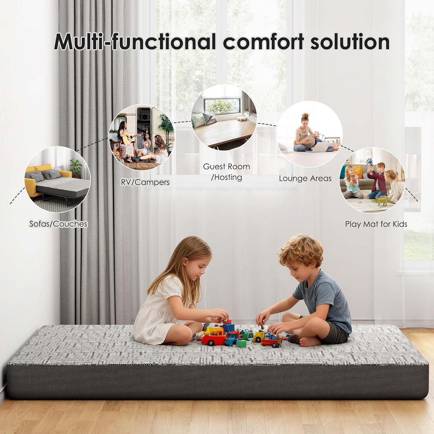 Full Size Sofa Bed Mattress 4 Inch, Memory Foam Mattress for Sleeper Sofas/Pull Out Couchs/Daybeds/RVs/Boats & Guest Rooms, Fiberglass-Free & CertiPUR-US Certified Bed Replacement
