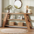 Tribesigns 70.9' Extra Long Console Table with Storage, 3-Tier Narrow Wooden Sofa Table Behind The Couch, Farmhouse Entry Foyer Table for Entryway, Living Room, Hallway, Brown