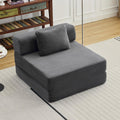Folding Sofa Bed, Convertible Sleeper Chair with Pillow, Single Sofa with Back Support, Portable Fold Out Chair Cloud Couch Bed, Comfy Floor Sofa Lounge for Living Room Bedroom, Dark Grey