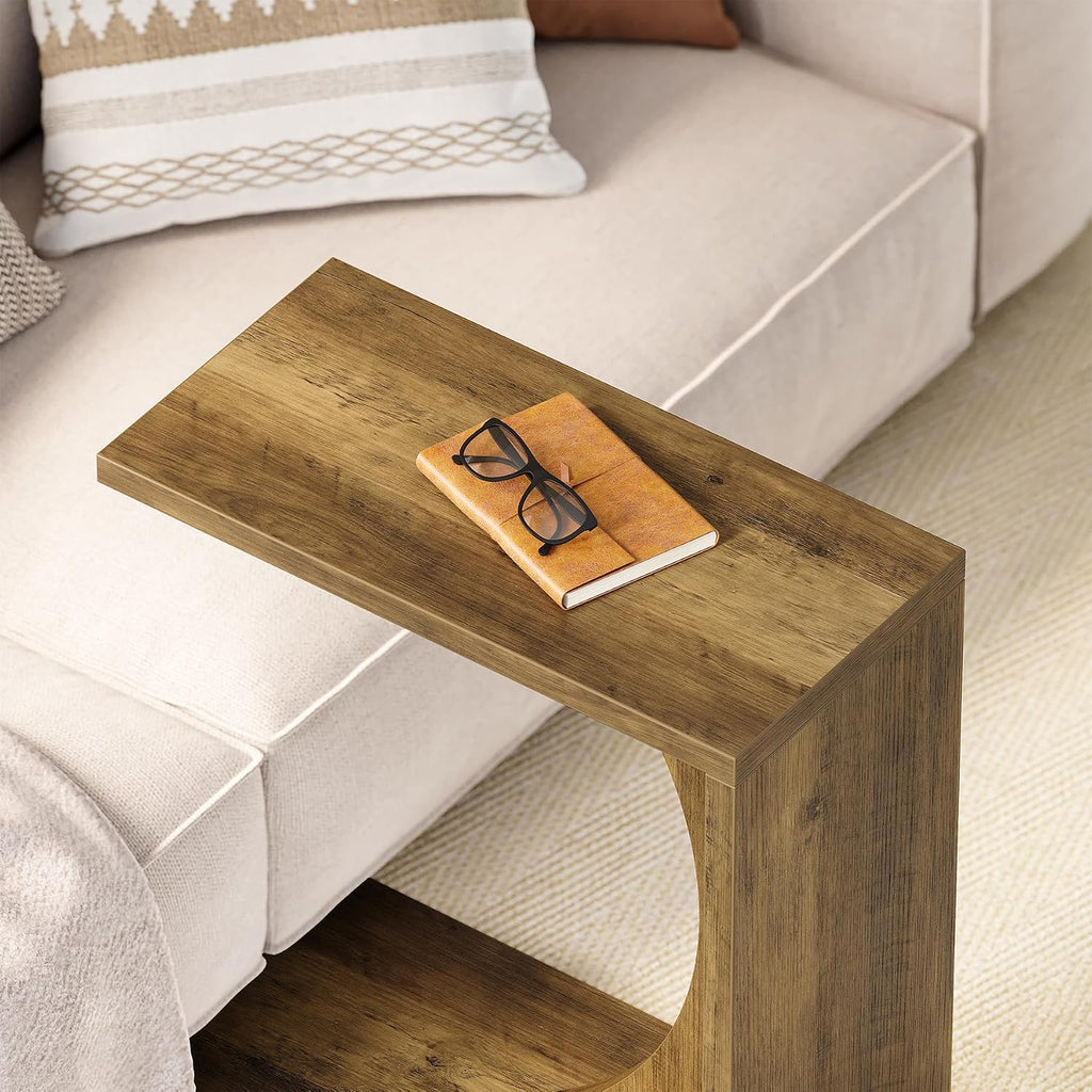 LITTLE TREE C-Shape End Table for Sofa & Bedroom - Small Side Table for Living Room, Over Couch Tray Stand for Laptop, Snacks, Books, 2 Pack