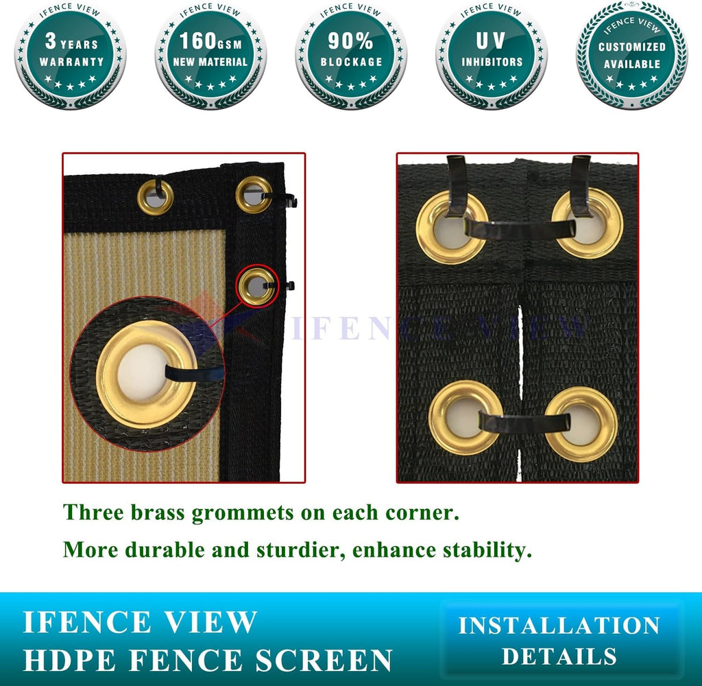 Ifenceview 8'x3' to 8'x100' Beige Shade Cloth Fence Privacy Screen Fence Cover Mesh Net Panel for Construction Site Yard Driveway Garden Pergolas Gazebos Patio Top Canopy Awning 165 GSM (8' x 72')