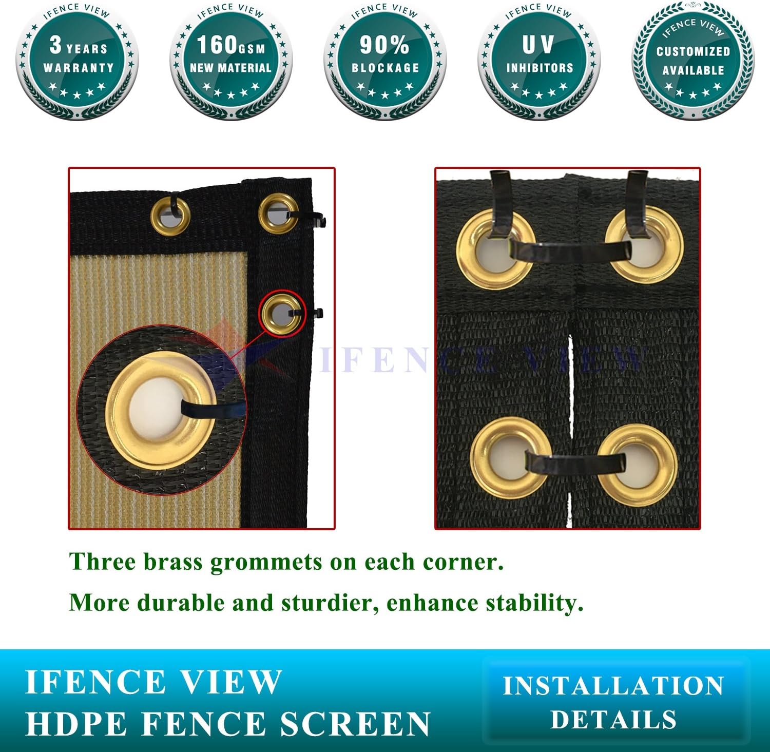 Ifenceview 8'x3' to 8'x100' Beige Shade Cloth Fence Privacy Screen Fence Cover Mesh Net Panel for Construction Site Yard Driveway Garden Pergolas Gazebos Patio Top Canopy Awning 165 GSM (8' x 72')